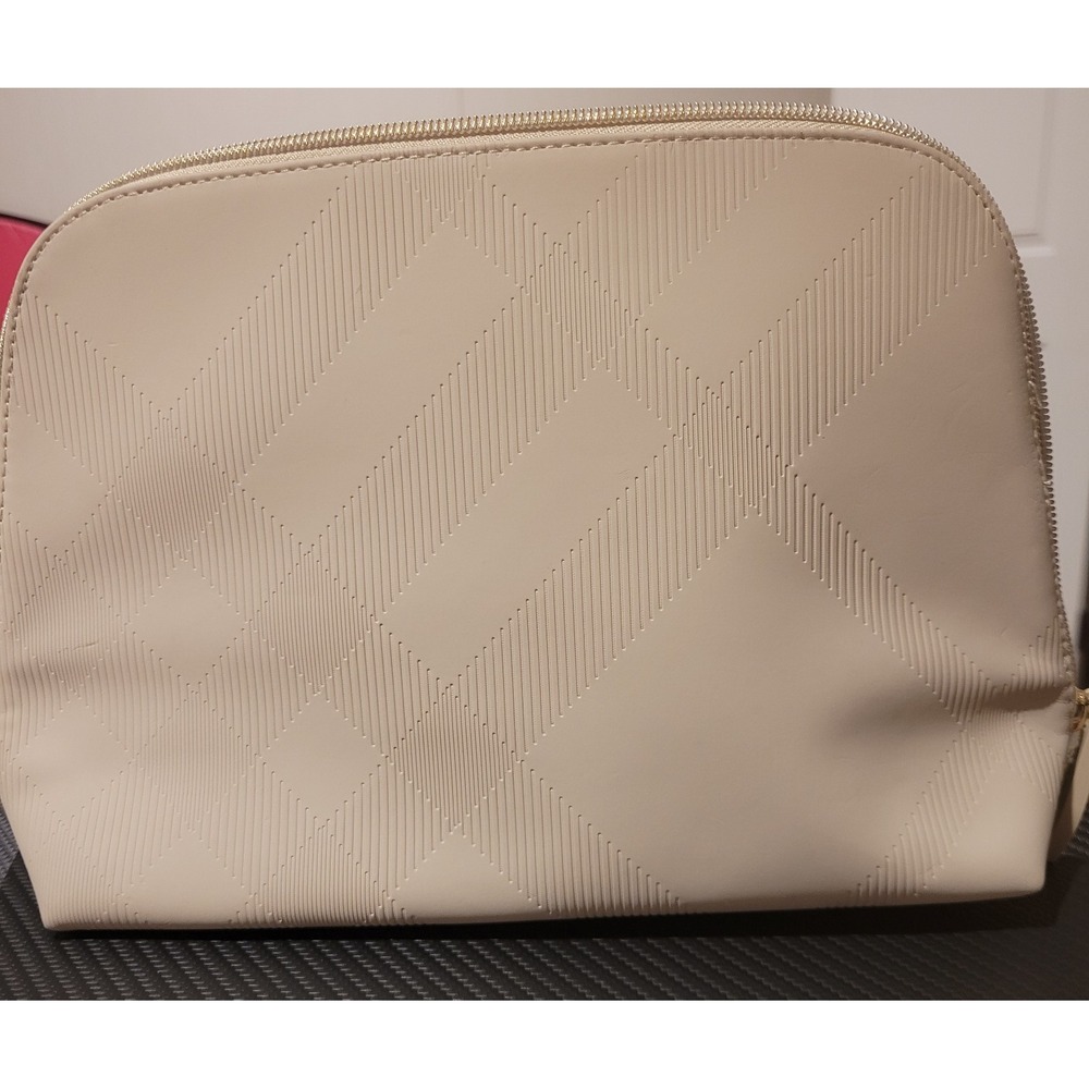 Burberry Beauty Beige Makeup Bag with Zipper Cosmetic Case Travel Organizer - Picture 2 of 6